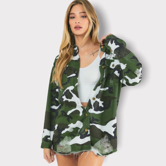 LONG SLEEVE CAMO DENIM SHIRT - Picture 4 of 4